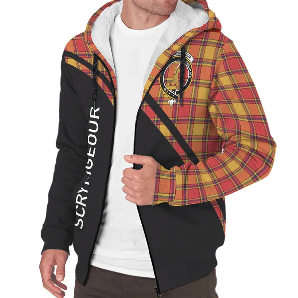 Scottish Scrymgeour Clan Crest Tartan Curve Sherpa Hoodie