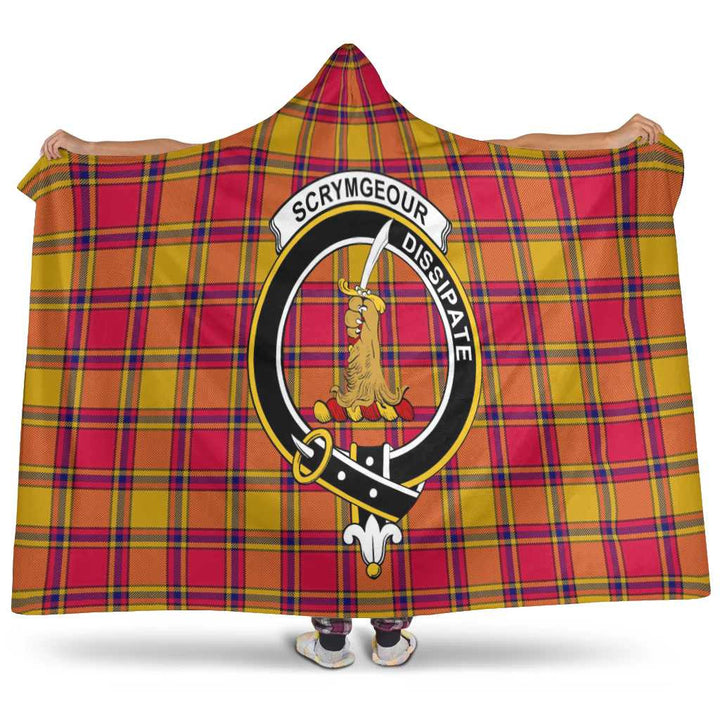 Scottish Scrymgeour Clan Crest Tartan Hooded Blanket Tartan Plaid 1