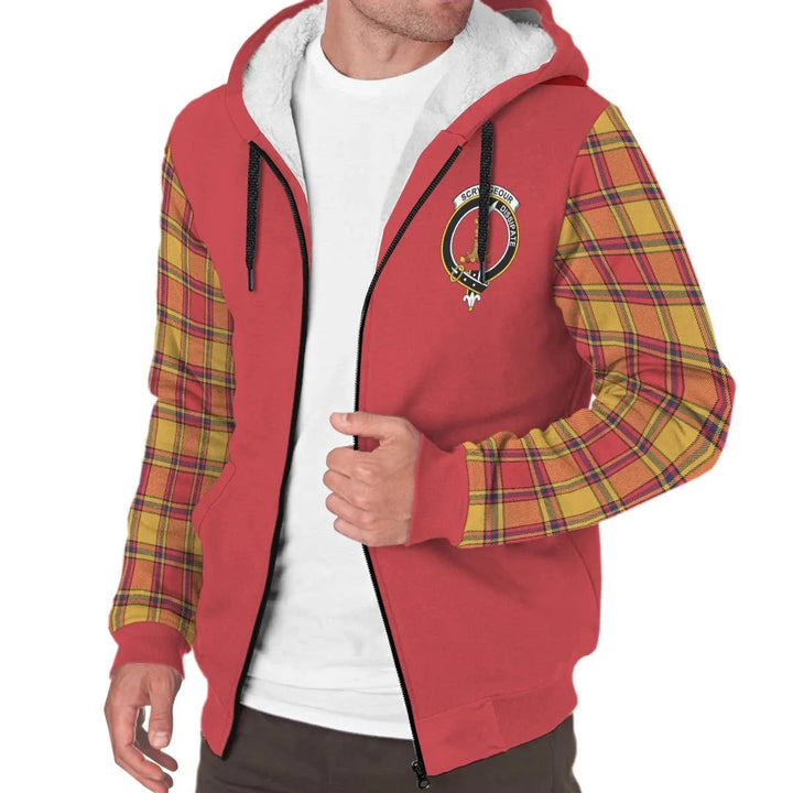 Scottish Scrymgeour Clan Crest Tartan Plaid Sleeve Sherpa Hoodie