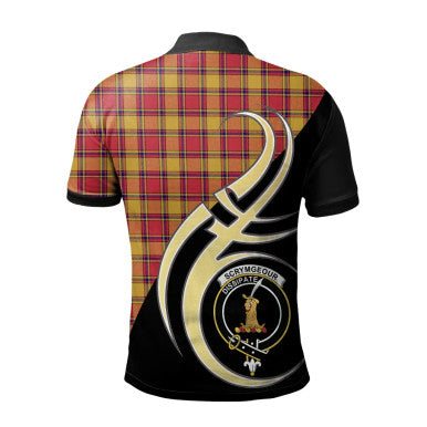 Scottish Scrymgeour Clan Crest Tartan Polo Shirt Believe in Me Back Side Tartan Plaid