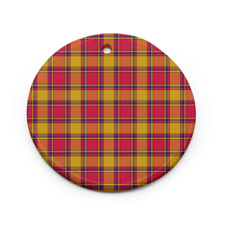 Scottish Scrymgeour Clan Tartan Ceramic Ornament Circle Shape Tartan Plaid