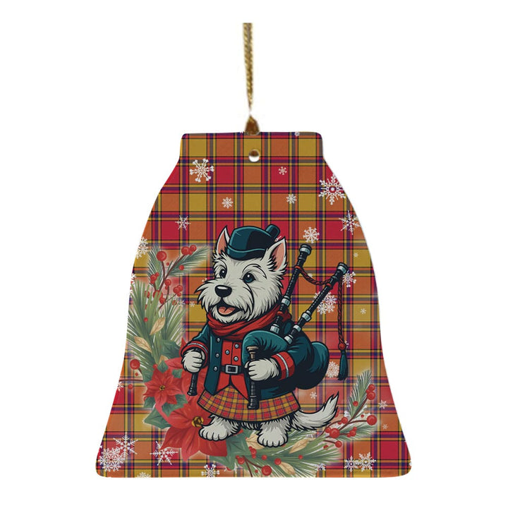 Scottish Scrymgeour Clan Tartan Ceramic Ornament Cute Scottish Terrier Dog Bell Style Tartan Plaid