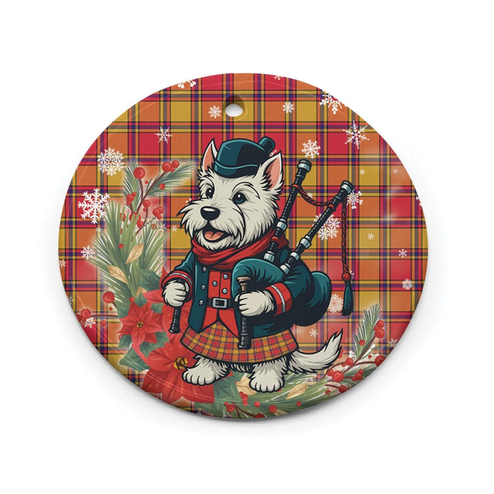 Scottish Scrymgeour Clan Tartan Ceramic Ornament Cute Scottish Terrier Dog Circle Style Tartan Plaid