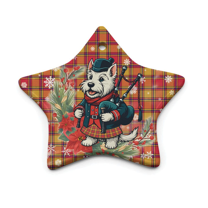 Scottish Scrymgeour Clan Tartan Ceramic Ornament Cute Scottish Terrier Dog Star Style Tartan Plaid