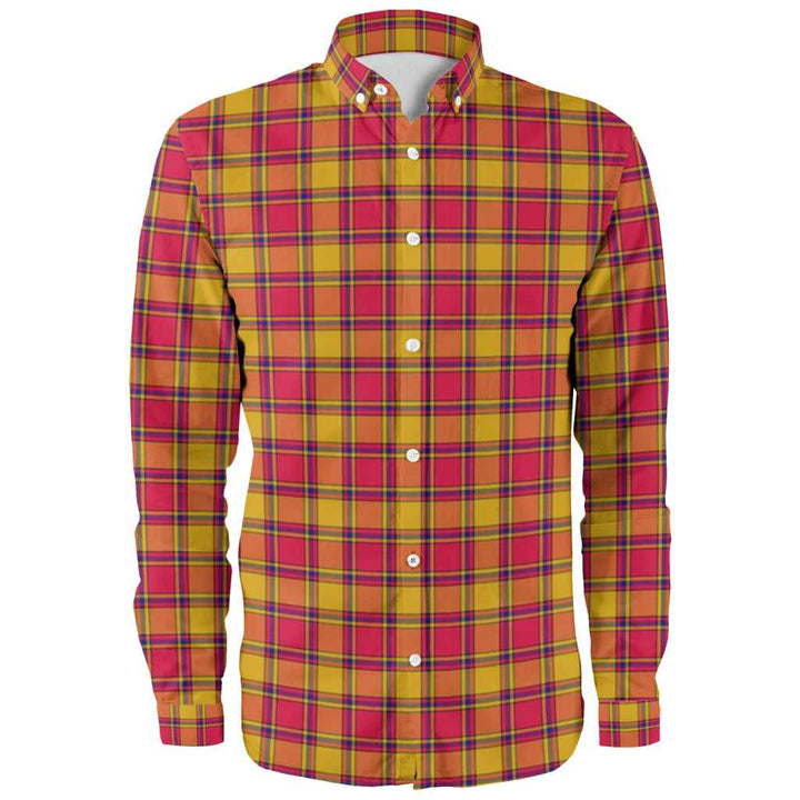 Scottish Scrymgeour Clan Tartan Long Sleeve Shirt Front Side Tartan Plaid