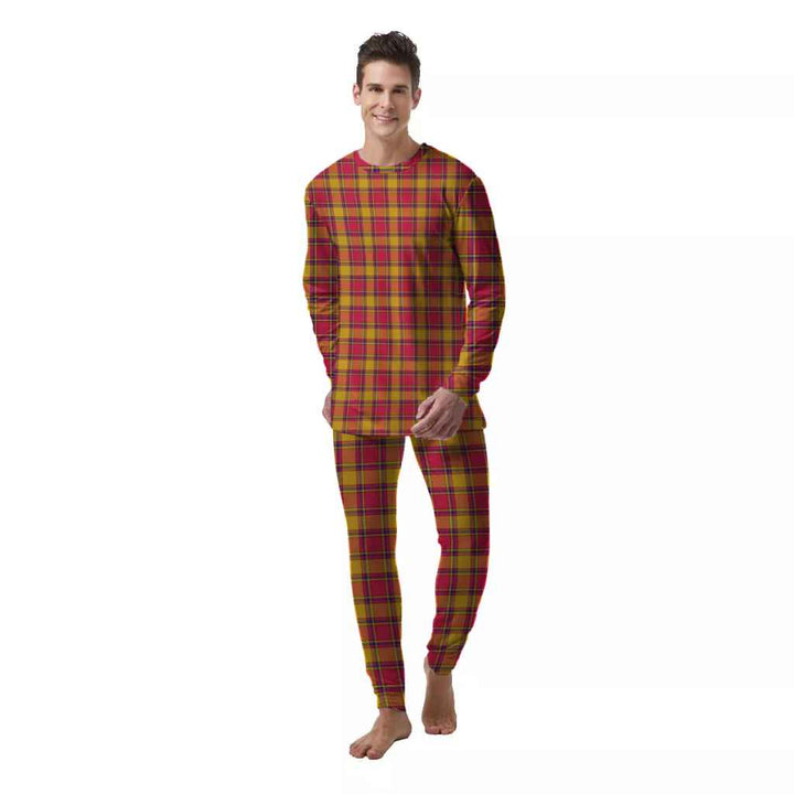 Scottish Scrymgeour Clan Tartan Pajama Set  Men Front Side Tartan Plaid