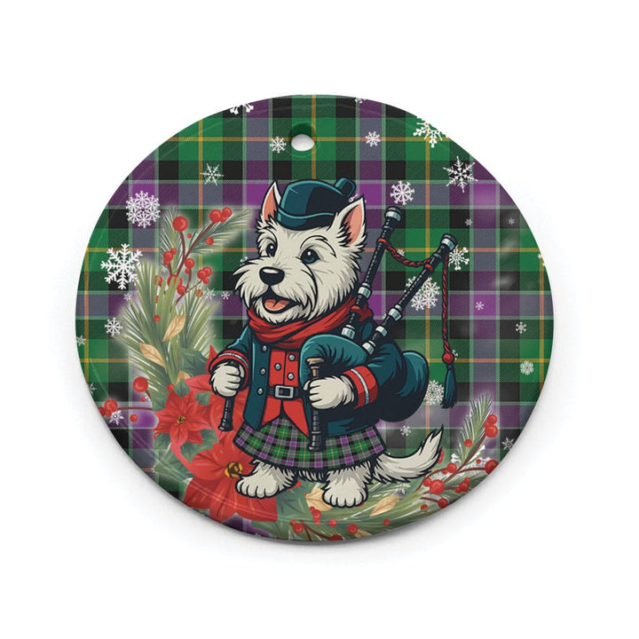 Scottish Selkirk Clan Tartan Ceramic Ornament Cute Scottish Terrier Dog Circle Style Tartan Plaid