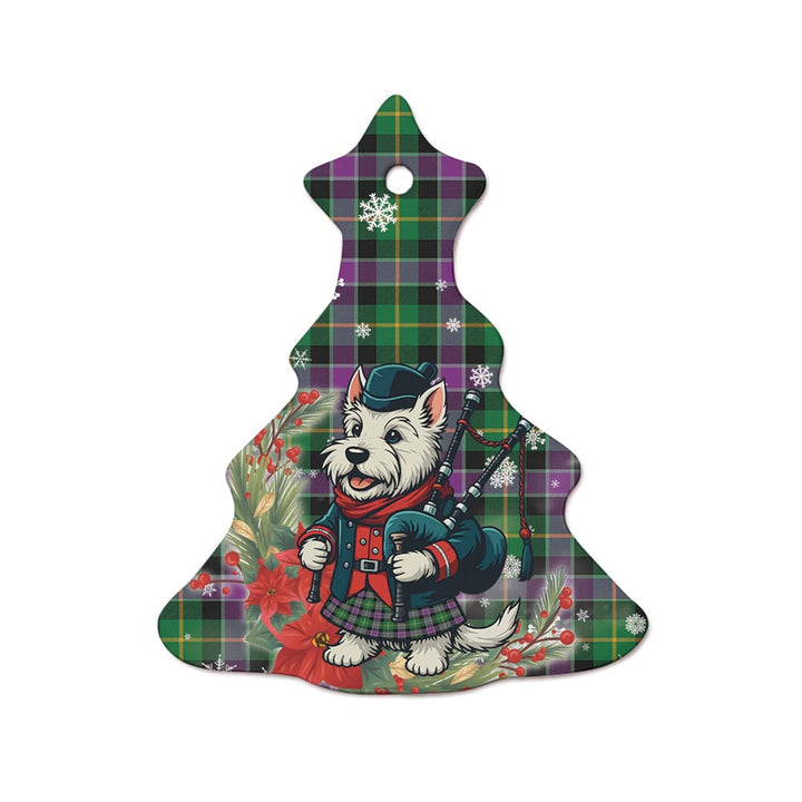 Scottish Selkirk Clan Tartan Ceramic Ornament Cute Scottish Terrier Dog Tree Style Tartan Plaid
