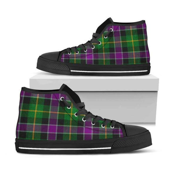 Scottish Selkirk Clan Tartan High Top Shoes Black Sole Tartan Plaid