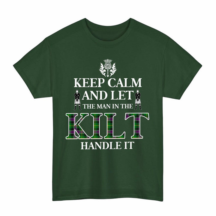 Scottish Selkirk Clan Tartan T-Shirt - Keep Calm Tartan Plaid Forest Green Color