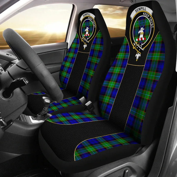 Scottish Sempill Clan Crest Tartan Car Seat Covers - Special Style 1