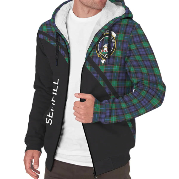 Scottish Sempill Clan Crest Tartan Curve Sherpa Hoodie