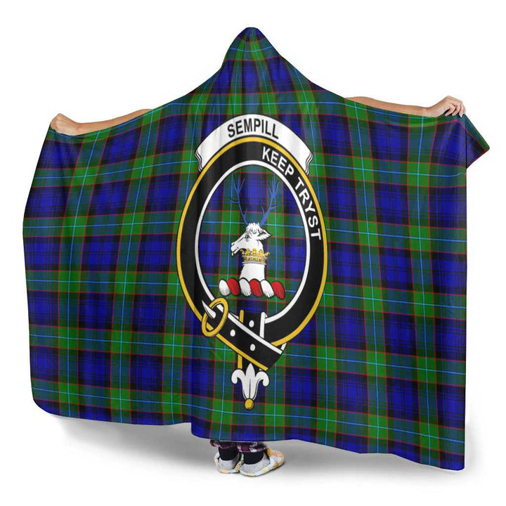 Scottish Sempill Clan Crest Tartan Hooded Blanket Tartan Plaid 3