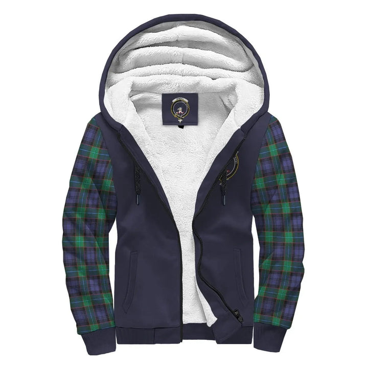 Scottish Sempill Clan Crest Tartan Plaid Sleeve Sherpa Hoodie