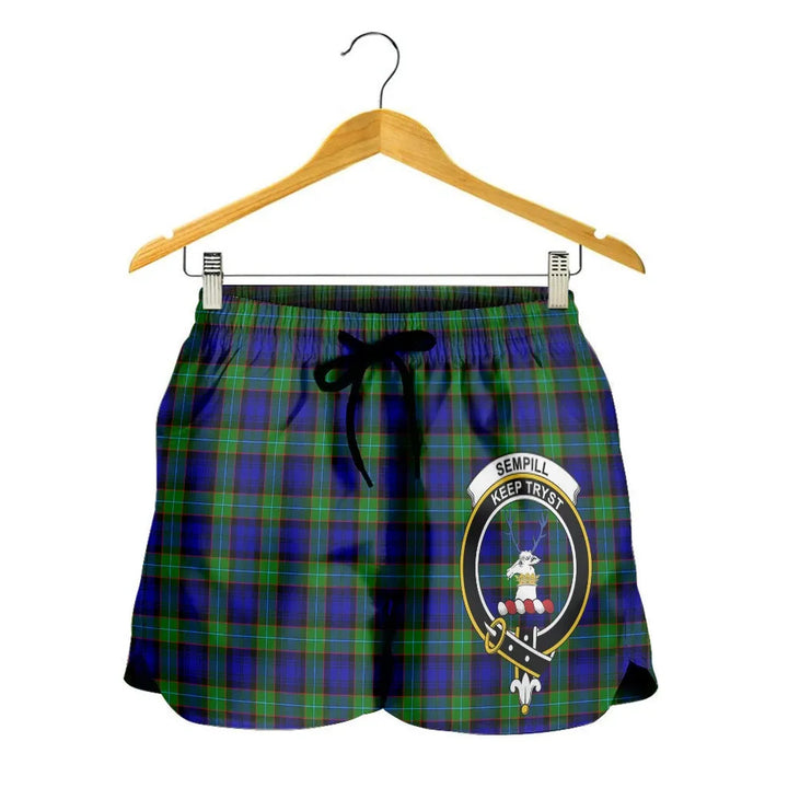 Scottish Sempill Modern Clan Crest Tartan Women Shorts