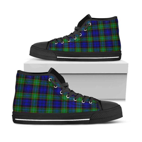 Scottish Sempill Modern Clan Tartan High Top Shoes Black Sole Tartan Plaid