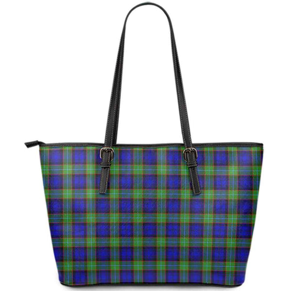 Scottish Sempill Modern Clan Tartan Leather Tote Tartan Plaid