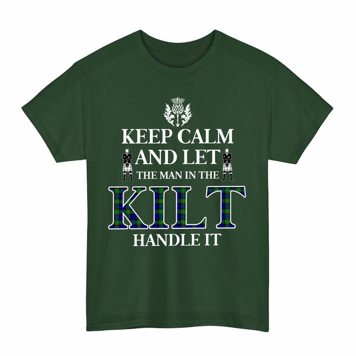 Scottish Sempill Modern Clan Tartan T-Shirt - Keep Calm Tartan Plaid Forest Green Color