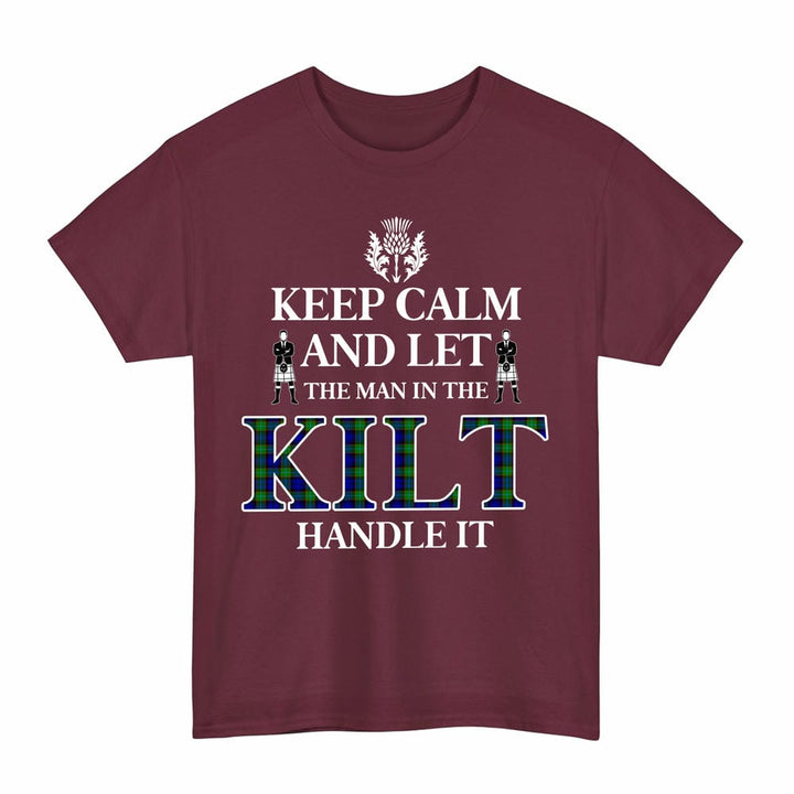 Scottish Sempill Modern Clan Tartan T-Shirt - Keep Calm Tartan Plaid Maroon Color