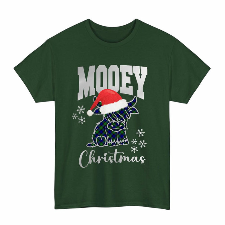 Scottish Sempill Modern Clan Tartan T-Shirt - Mooey Christmas Tartan Plaid Forest Green Color