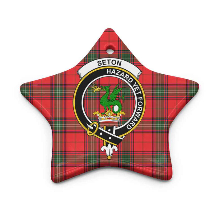 Scottish Seton Clan Crest Tartan Ceramic Ornament Star Shape Tartan Plaid