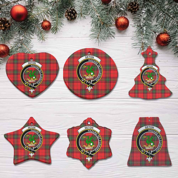 Scottish Seton Clan Crest Tartan Ceramic Ornament All Tartan Plaid