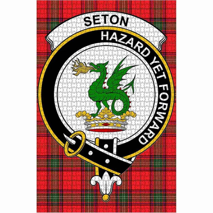 Scottish Seton Clan Crest Tartan Jigsaw Puzzle 1