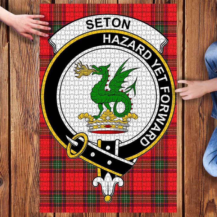 Scottish Seton Clan Crest Tartan Jigsaw Puzzle 3