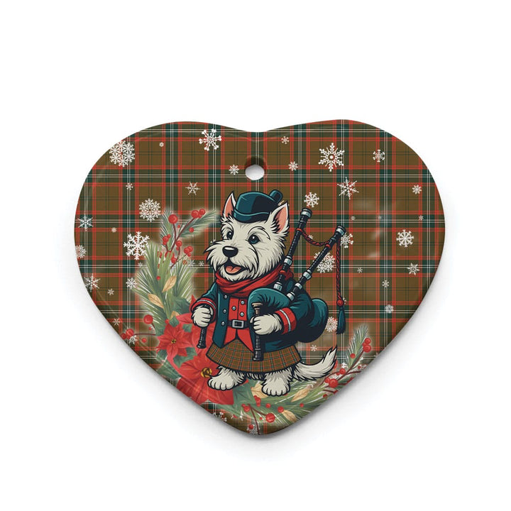 Scottish Seton Hunting Modern Clan Tartan Ceramic Ornament Cute Scottish Terrier Dog Heart Style Tartan Plaid