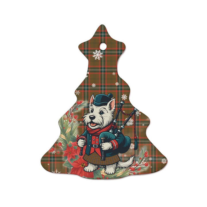 Scottish Seton Hunting Modern Clan Tartan Ceramic Ornament Cute Scottish Terrier Dog Tree Style Tartan Plaid