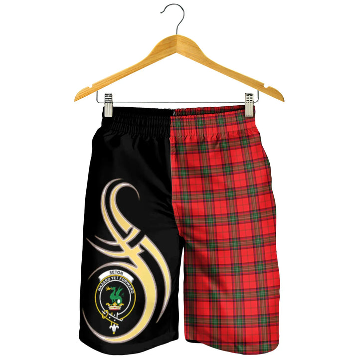 Scottish Seton Modern Clan Crest Tartan Believe in Me Men's Shorts