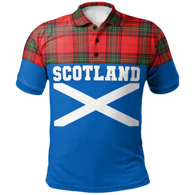 Scottish Seton Modern Clan Tartan Polo Shirt - Lion Rampant of Scotland With Flag Front Side Tartan Plaid