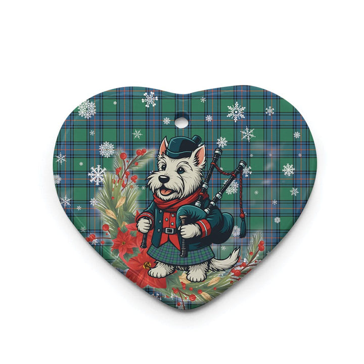 Scottish Shaw Ancient Clan Tartan Ceramic Ornament Cute Scottish Terrier Dog Heart Style Tartan Plaid