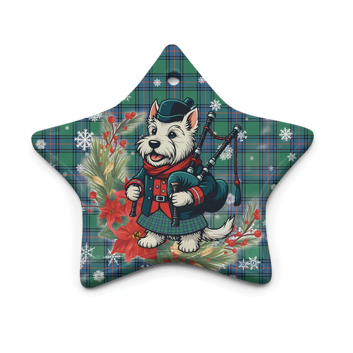 Scottish Shaw Ancient Clan Tartan Ceramic Ornament Cute Scottish Terrier Dog Star Style Tartan Plaid