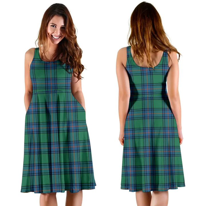 Scottish Shaw Ancient Clan Tartan Women Midi Dress