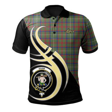 Scottish Shaw Green Modern Clan Crest Tartan Polo Shirt Believe in Me Front Side Tartan Plaid