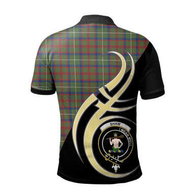 Scottish Shaw Green Modern Clan Crest Tartan Polo Shirt Believe in Me Back Side Tartan Plaid