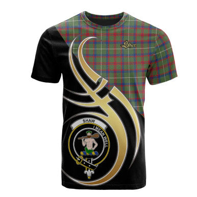 Scottish Shaw Green Modern Clan Crest Tartan T-Shirt Believe in Me Front Side Tartan Plaid