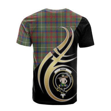 Scottish Shaw Green Modern Clan Crest Tartan T-Shirt Believe in Me Back Side Tartan Plaid