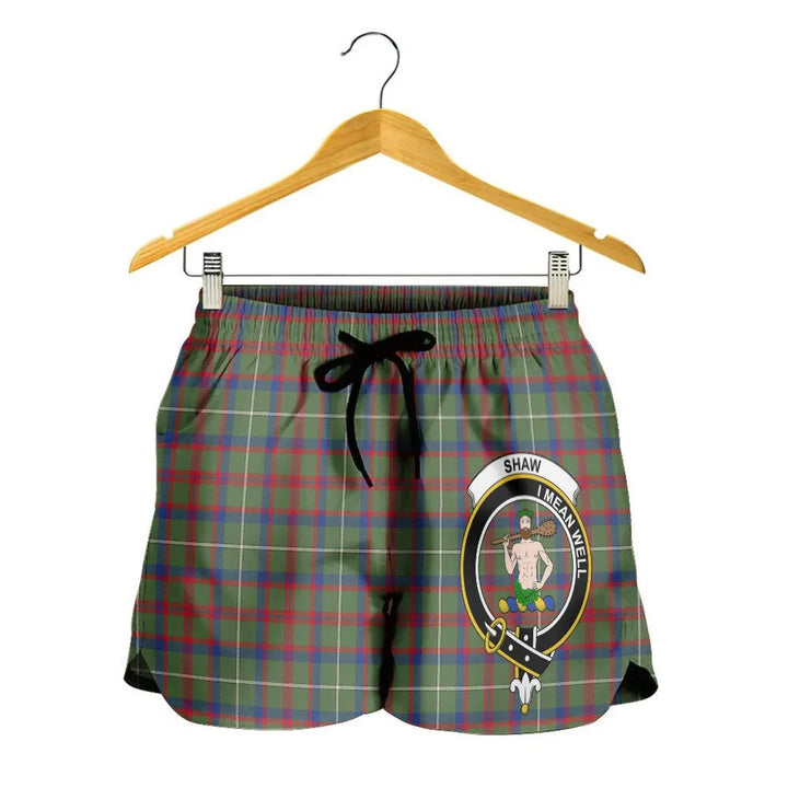 Scottish Shaw Green Modern Clan Crest Tartan Women Shorts