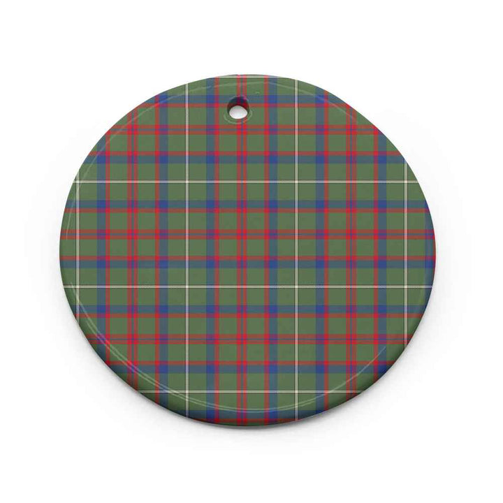 Scottish Shaw Green Modern Clan Tartan Ceramic Ornament Circle Shape Tartan Plaid