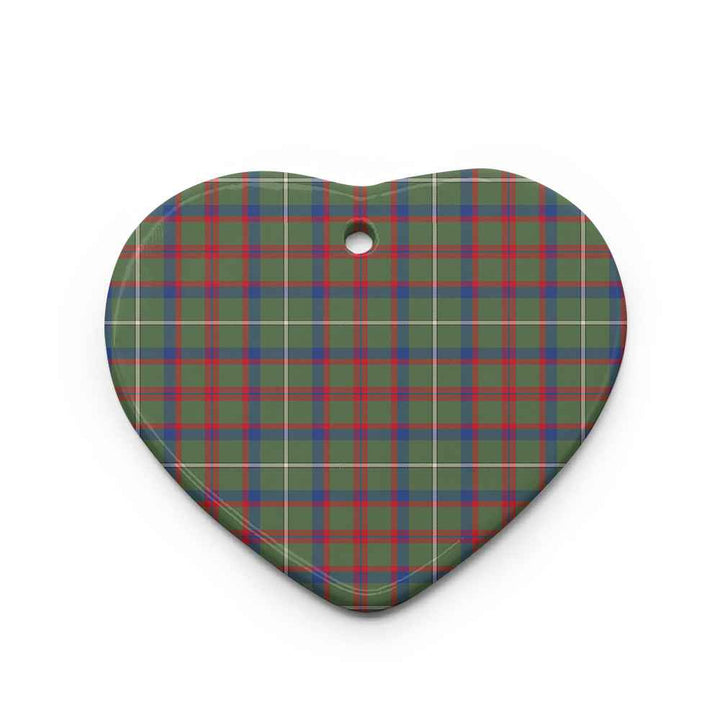 Scottish Shaw Green Modern Clan Tartan Ceramic Ornament Heart Shape Tartan Plaid