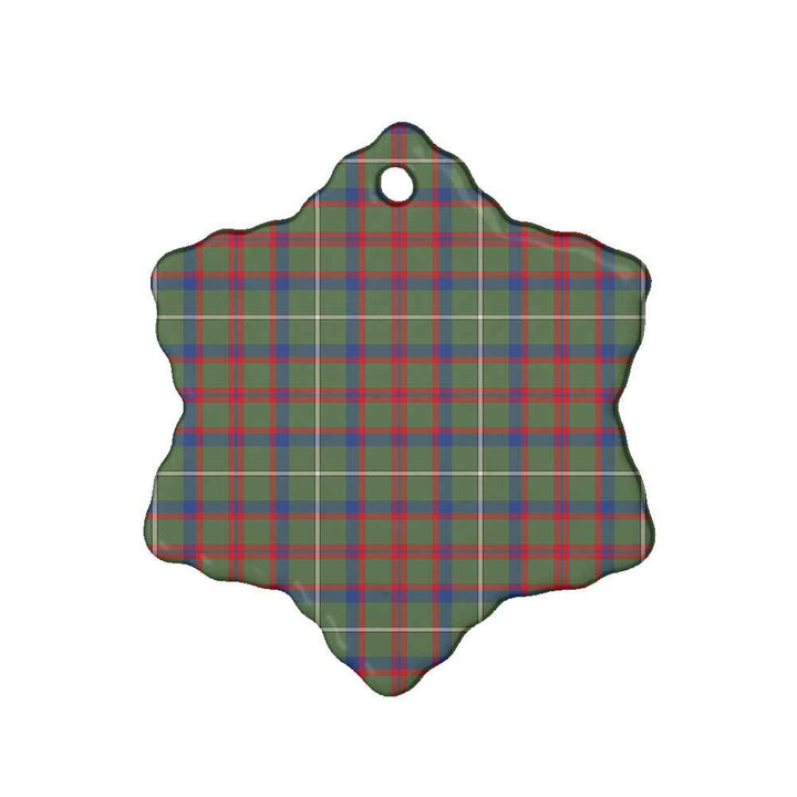 Scottish Shaw Green Modern Clan Tartan Ceramic Ornament Snow Flake Shape Tartan Plaid