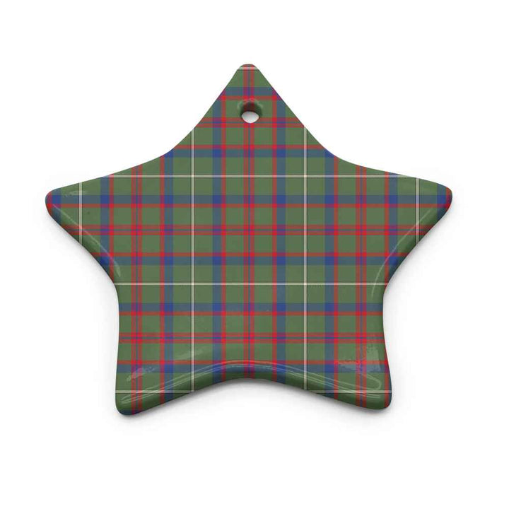 Scottish Shaw Green Modern Clan Tartan Ceramic Ornament Star Shape Tartan Plaid