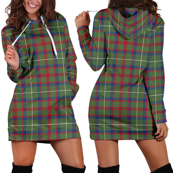 Scottish Shaw Green Modern Clan Tartan Hoodie Dress