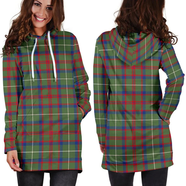 Scottish Shaw Green Modern Clan Tartan Hoodie Dress
