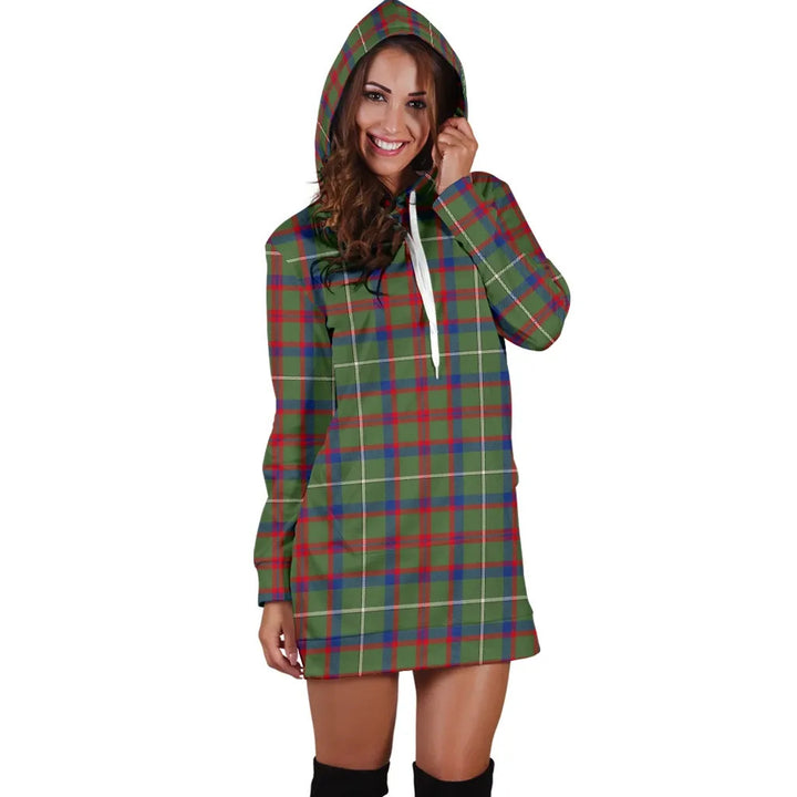Scottish Shaw Green Modern Clan Tartan Hoodie Dress