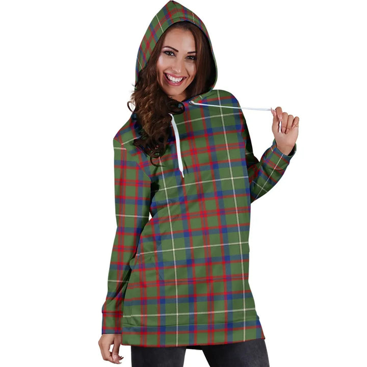Scottish Shaw Green Modern Clan Tartan Hoodie Dress