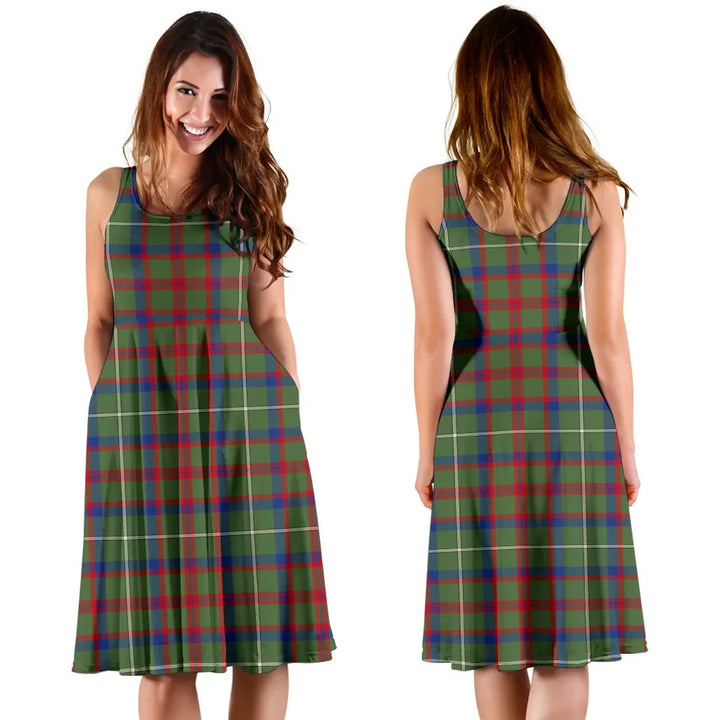Scottish Shaw Green Modern Clan Tartan Women Midi Dress