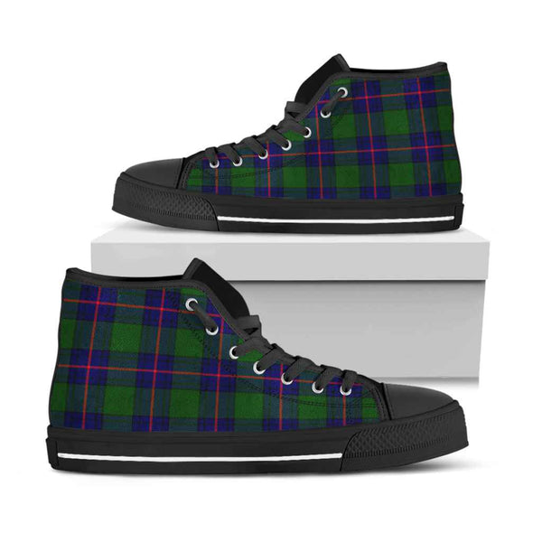Scottish Shaw Modern Clan Tartan High Top Shoes Black Sole Tartan Plaid